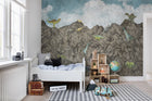R16994 Dinosaur Mountain Day Well-Being Mural by Rebel Walls