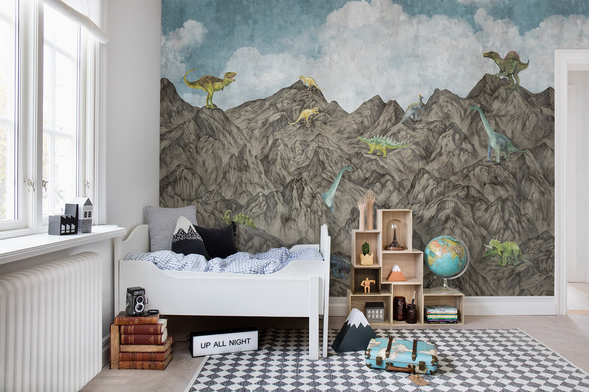 R16994 Dinosaur Mountain Day Well-Being Mural by Rebel Walls