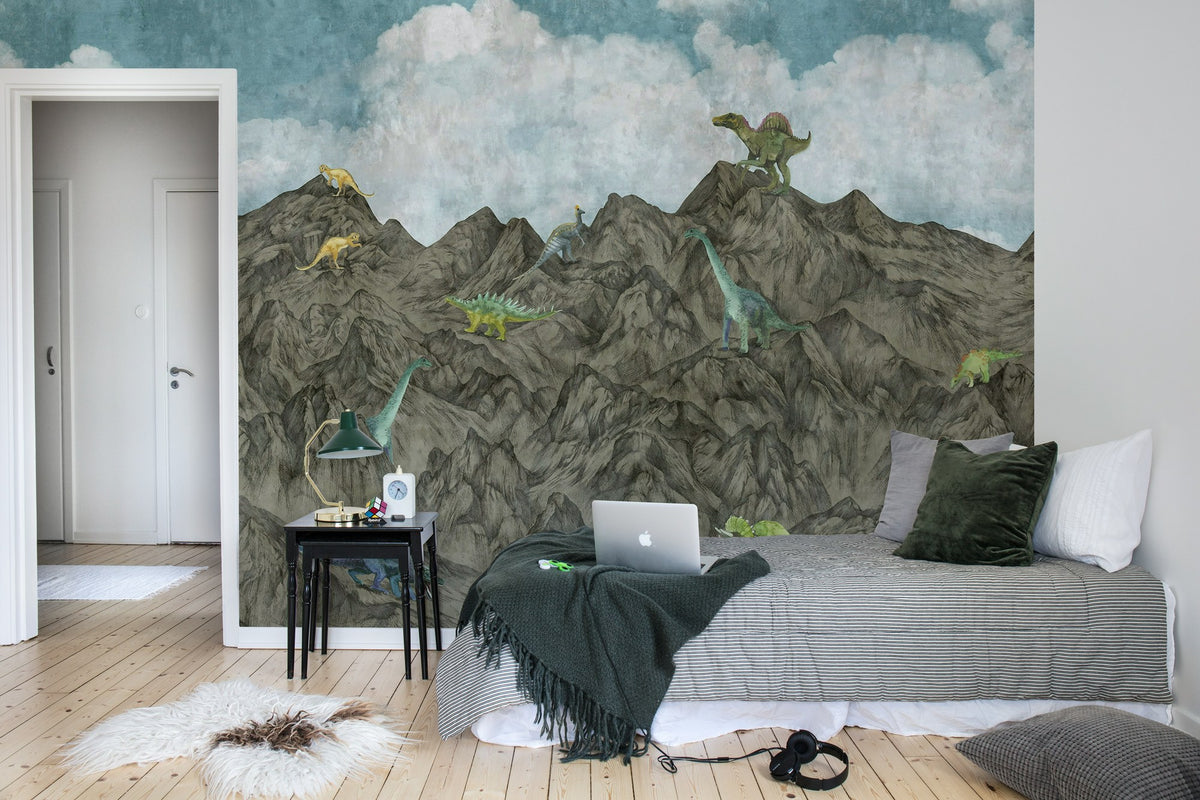 R16994 Dinosaur Mountain Day Well-Being Mural by Rebel Walls