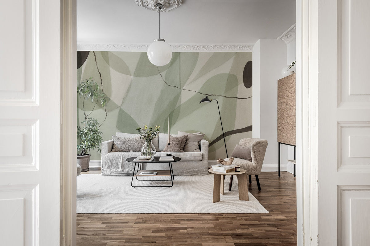 R17023 Asana Green Simplicity Mural by Rebel Walls