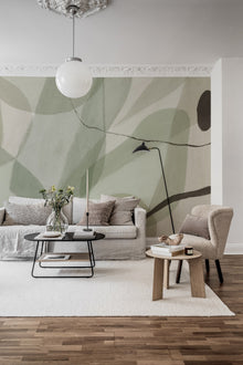 R17023 Asana Green Simplicity Mural by Rebel Walls