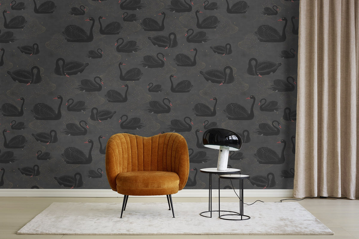 R17121 Cygne Noir Moss & Coral Mural by Rebel Walls