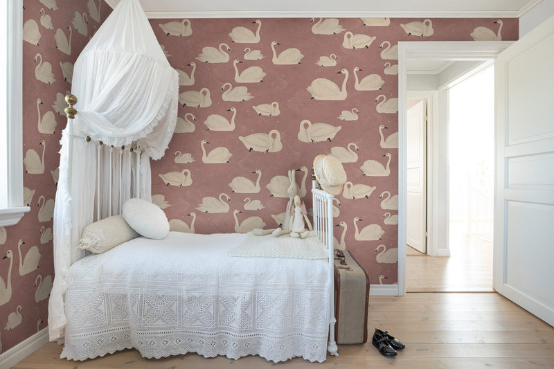 R17122 Cygne Rose Well-Being Mural by Rebel Walls