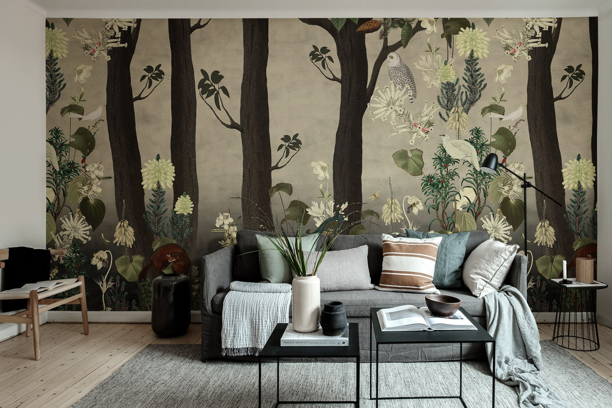 R17132 Rabbit Hole Moss & Coral Mural by Rebel Walls