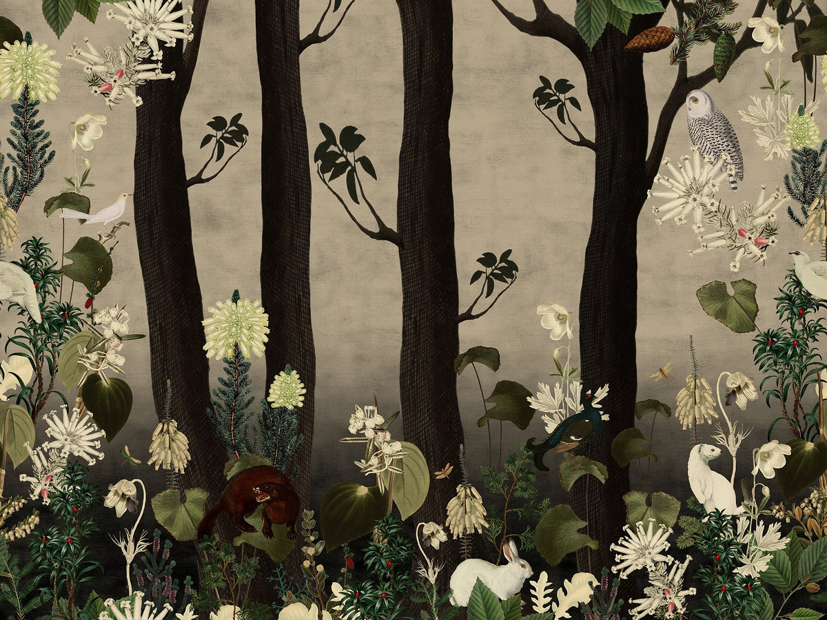 R17132 Rabbit Hole Moss & Coral Mural by Rebel Walls