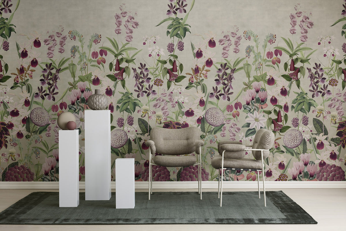 R17161 Alices Garden Moss & Coral Mural by Rebel Walls