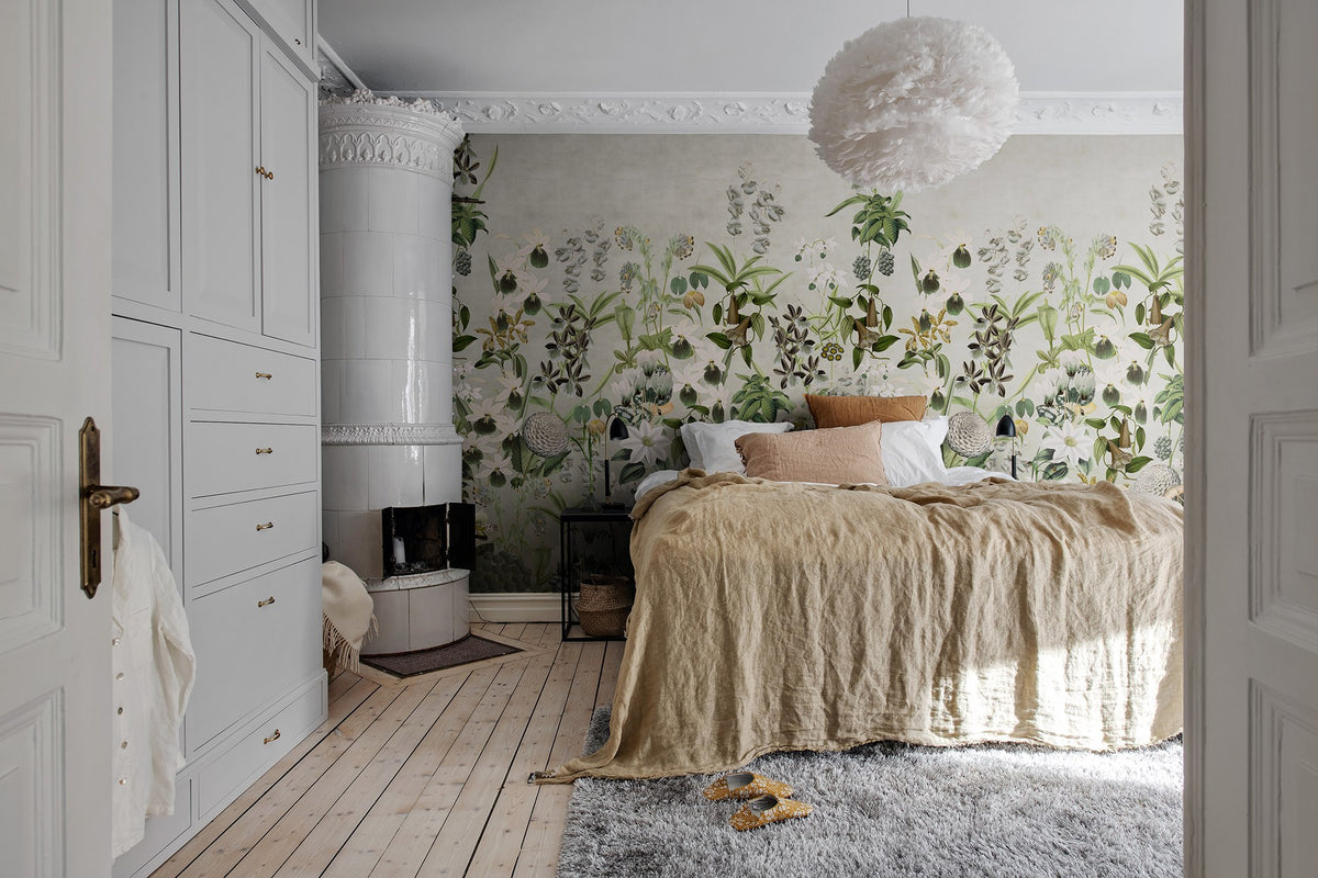 R17162 Alices Garden Dusk Moss & Coral Mural by Rebel Walls