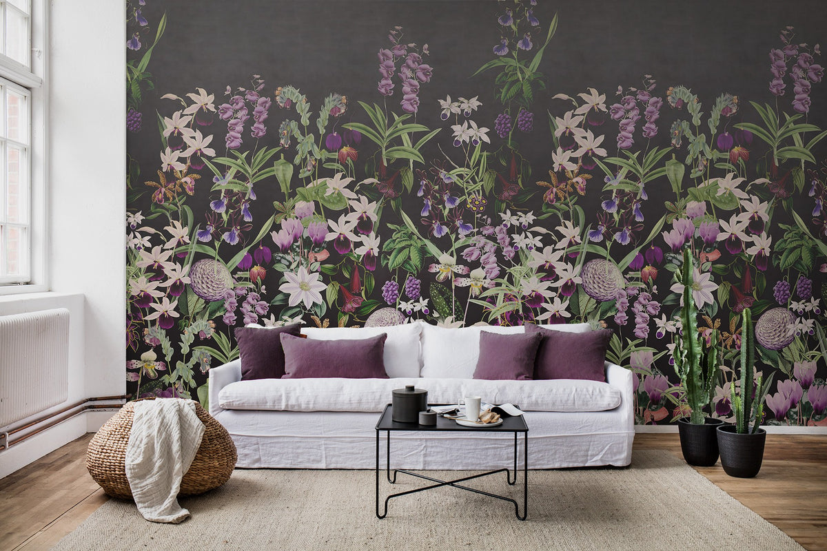 R17163 Alices Garden Midnight Well-Being Mural by Rebel Walls