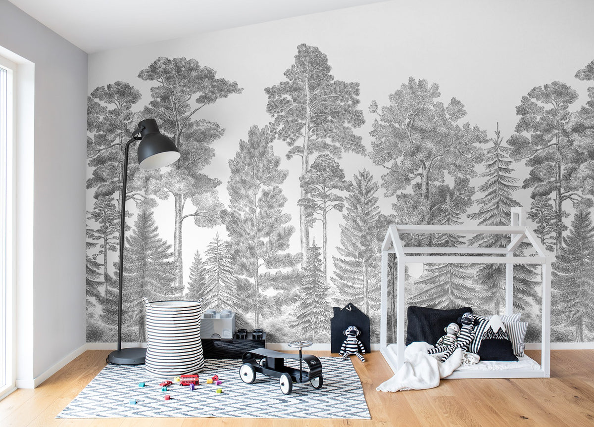 R17201 Scandinavian Bellewood Gray Pops Mural by Rebel Walls