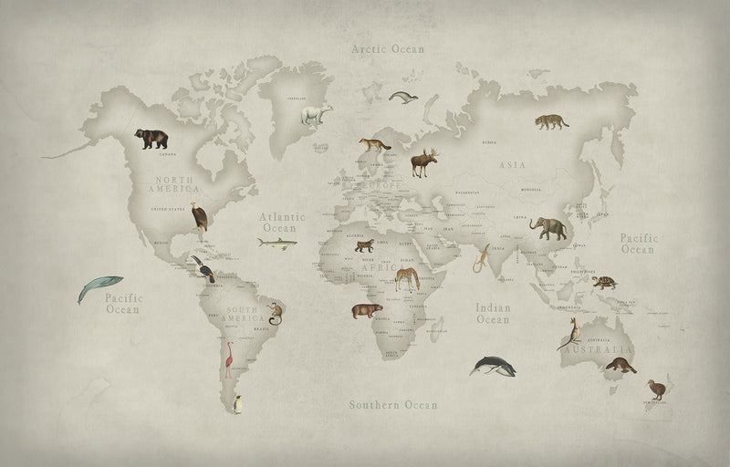 R17231 Animal World Well-Being Mural by Rebel Walls