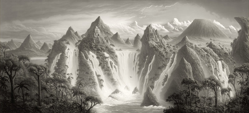 R17353 Fantasy World Vintage Scenery Mural by Rebel Walls