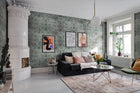R17384 Oriental Tiles Sage Cultural Sceneries Mural by Rebel Walls