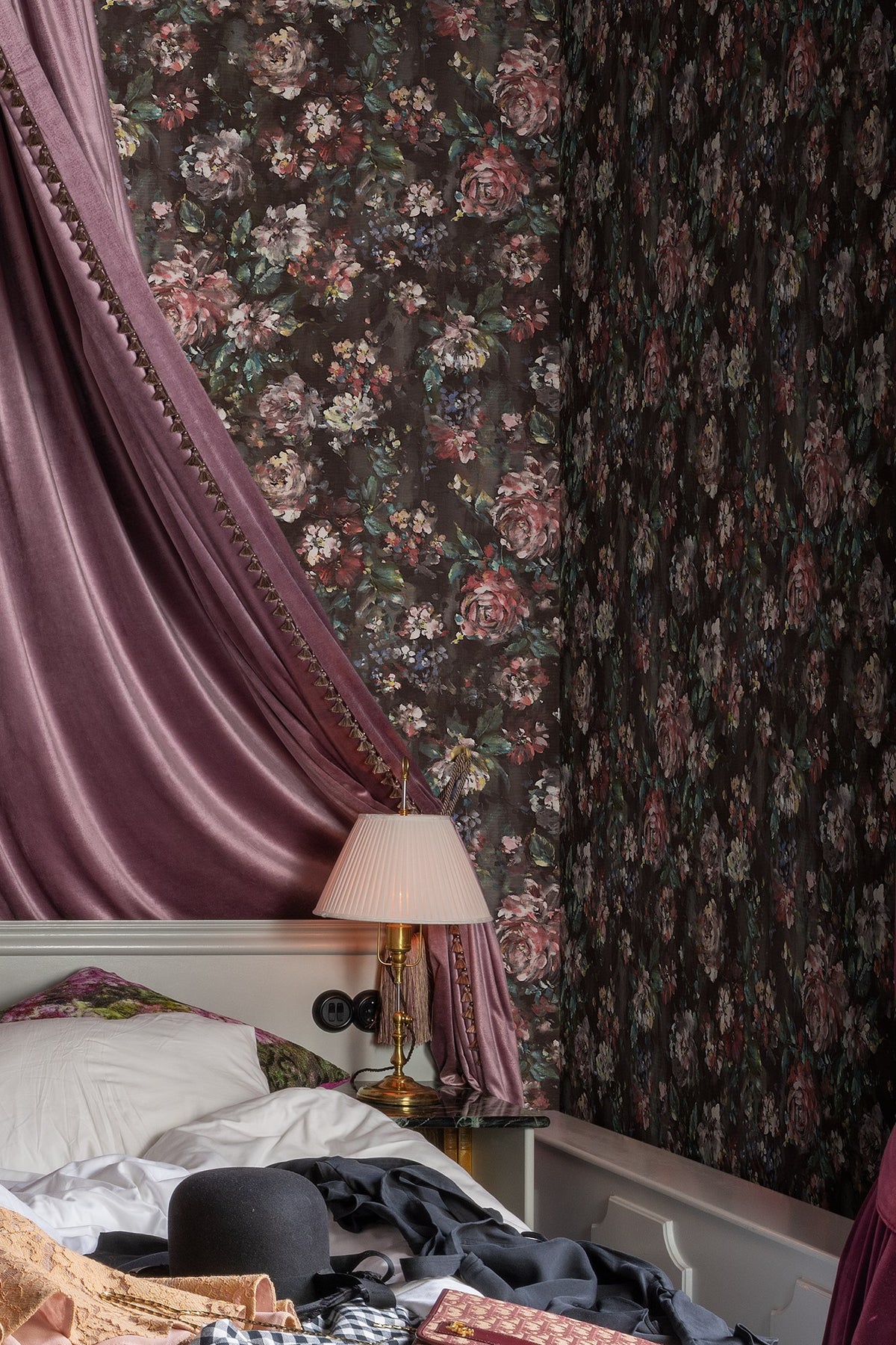 R17431 Jardin Red Velvet Oddity Wallpaper by Rebel Walls