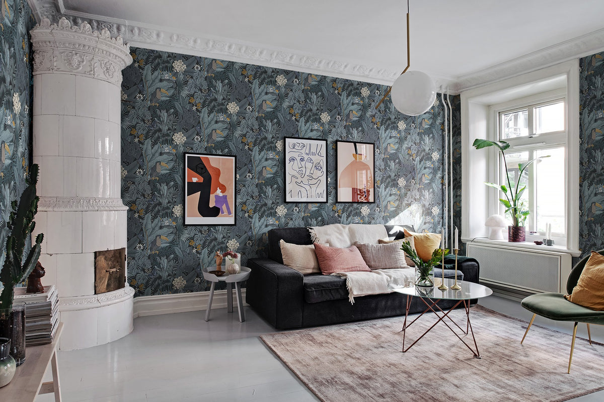 R17462 Furada Teal Oddity Wallpaper by Rebel Walls