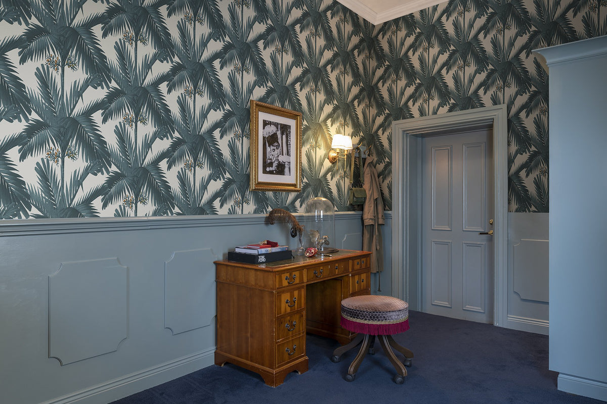 R17571 Palm Spring Teal Oddity Wallpaper by Rebel Walls