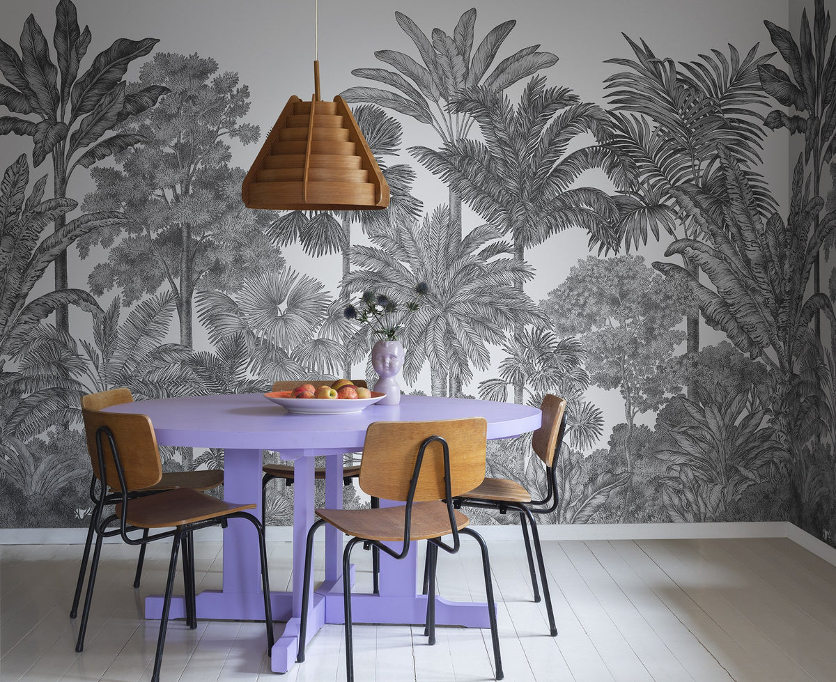 R17594 Tropical Bellewood Graphite Wonder World Mural by Rebel Walls