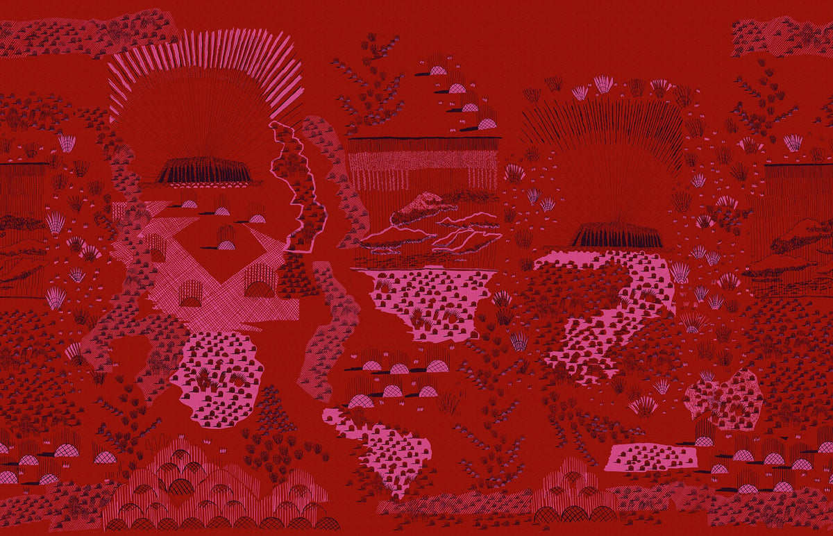 R17936 Ayers Rock Valentine Zandra Rhodes Mural by Rebel Walls