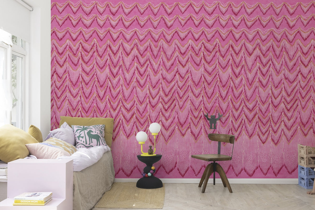 R17941 Fringed Follies Hot Pink Zandra Rhodes Mural by Rebel Walls