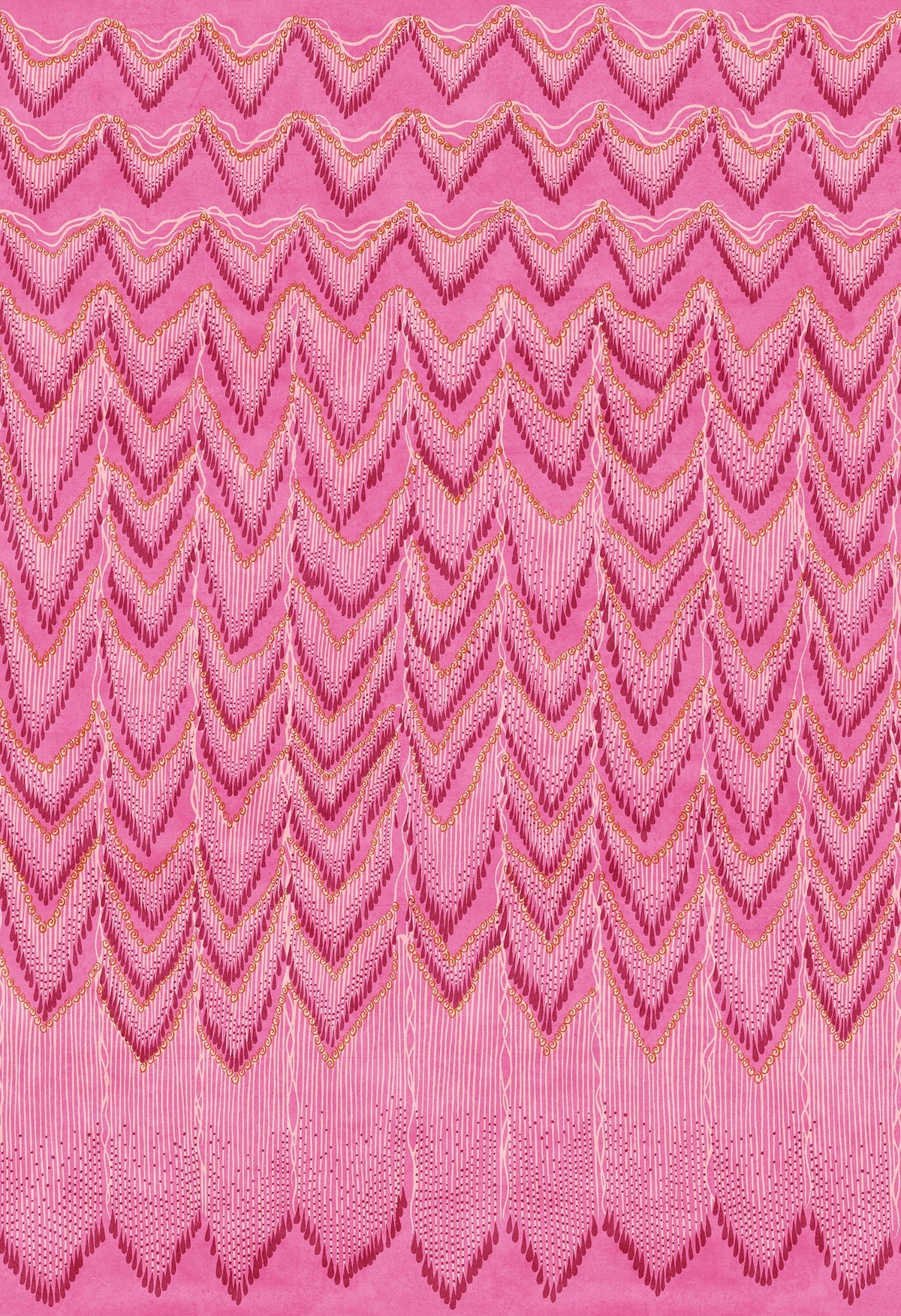 R17941 Fringed Follies Hot Pink Zandra Rhodes Mural by Rebel Walls