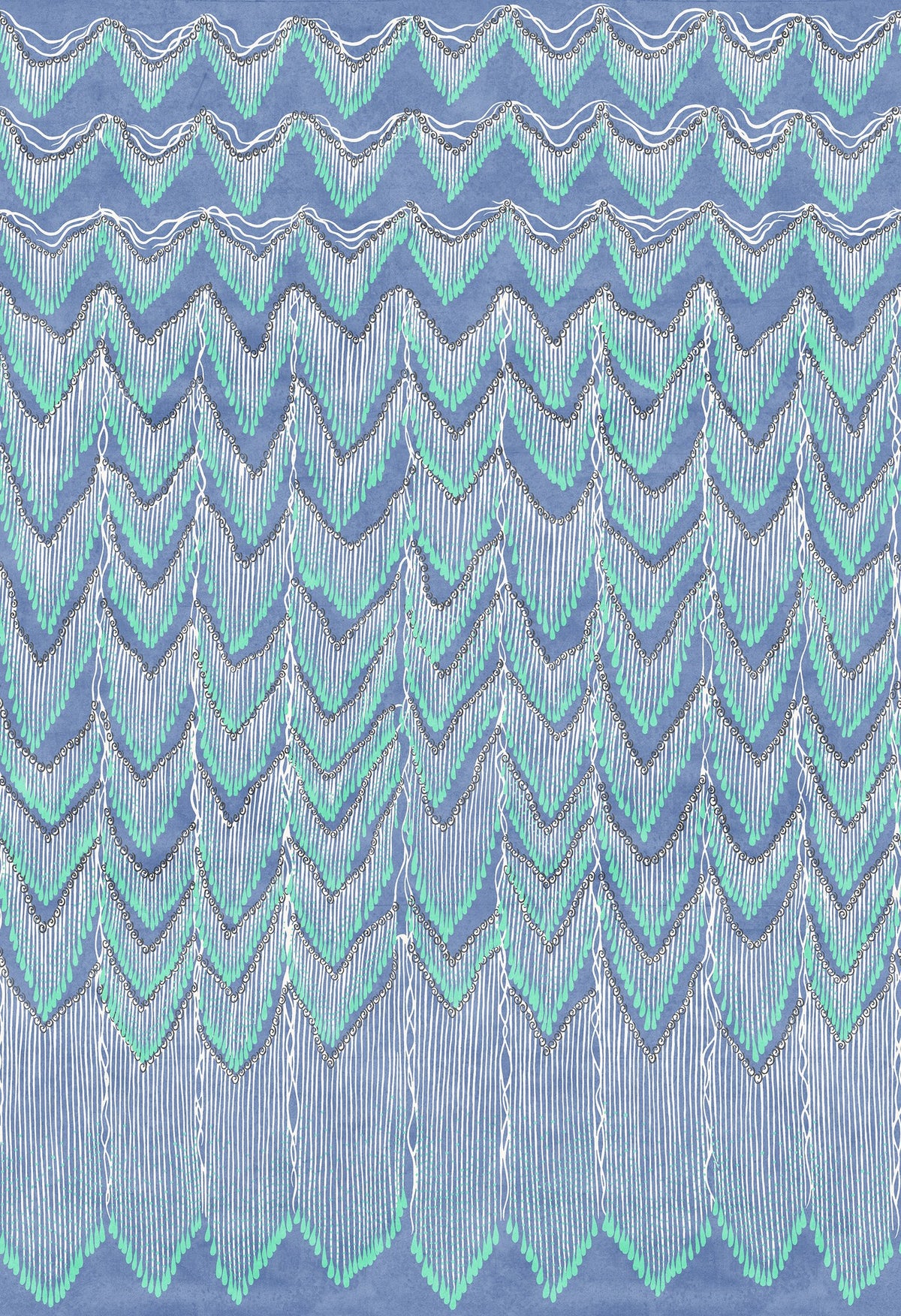R17942 Fringed Follies Lagoon Zandra Rhodes Mural by Rebel Walls