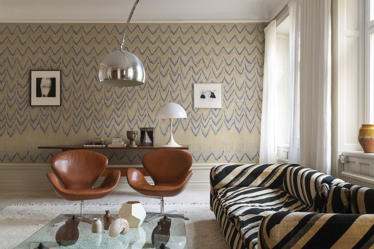 R17944 Fringed Follies Custard Zandra Rhodes Mural by Rebel Walls