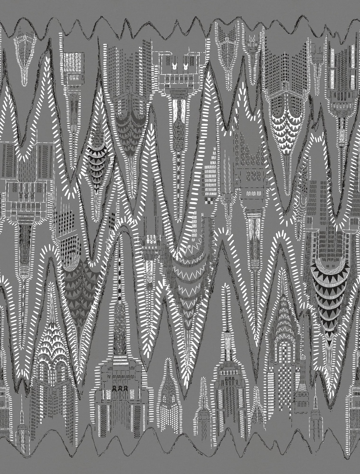 R17962 Manhattan Graphite Zandra Rhodes Mural by Rebel Walls
