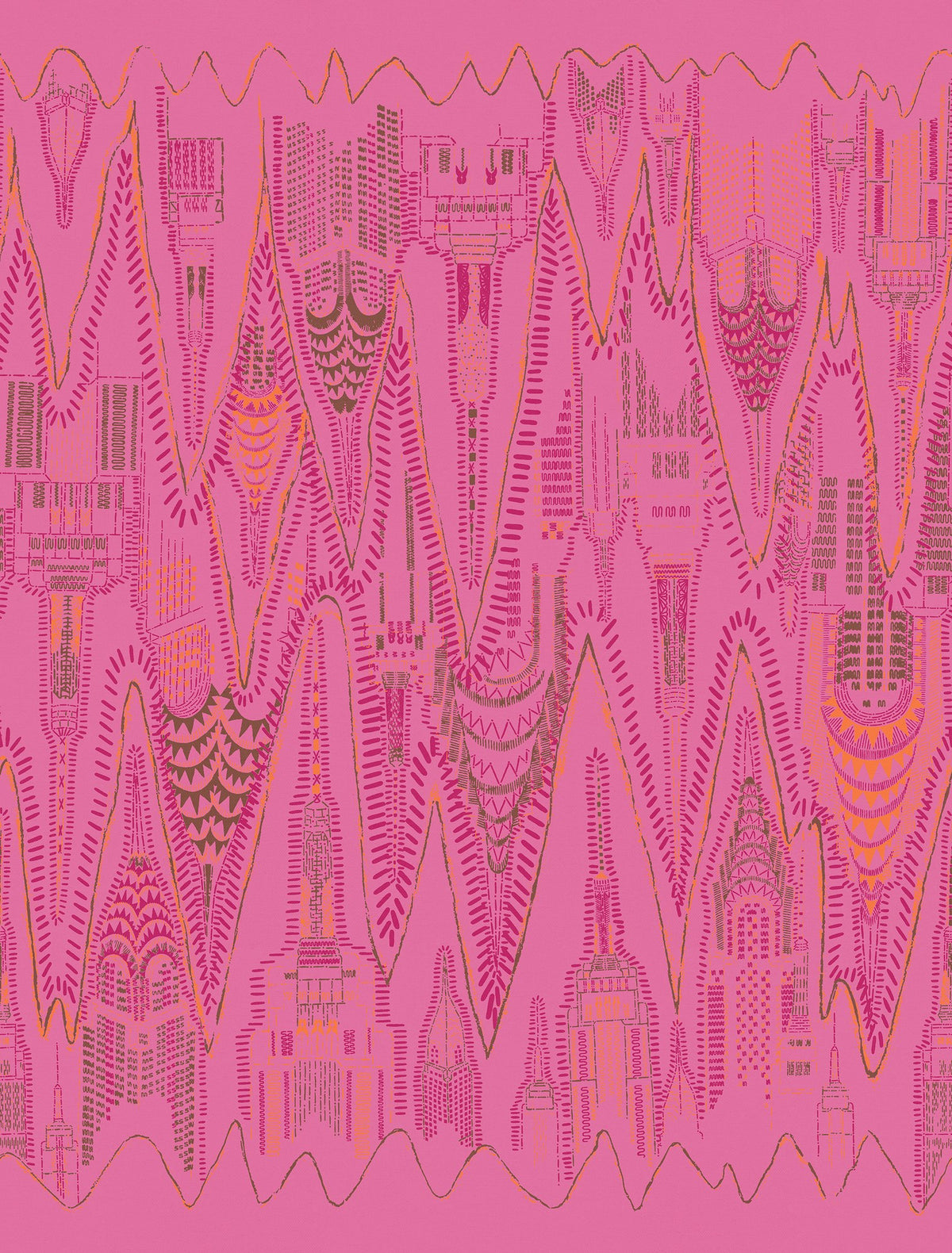 R17963 Manhattan Hot Pink Zandra Rhodes Mural by Rebel Walls