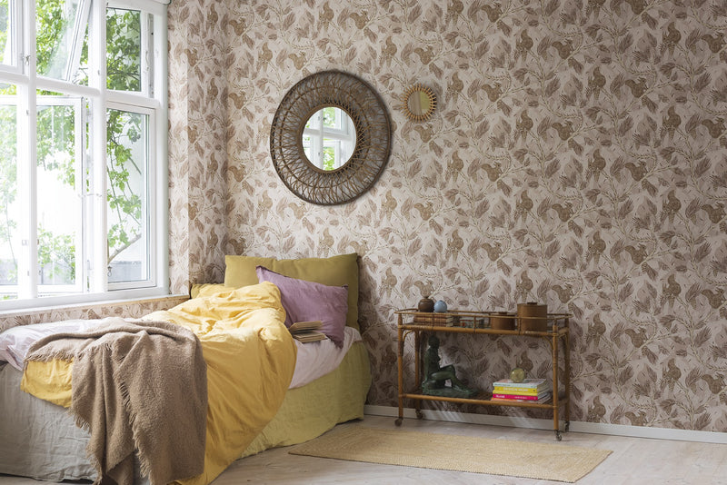 R17981 Squirrel Mountain Pink Dreamland Wallpaper by Rebel Walls