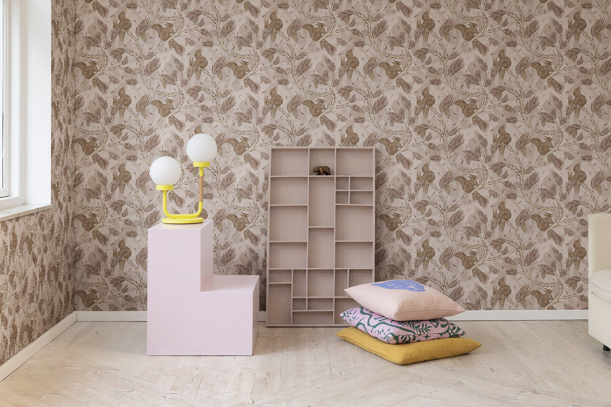 R17981 Squirrel Mountain Pink Dreamland Wallpaper by Rebel Walls