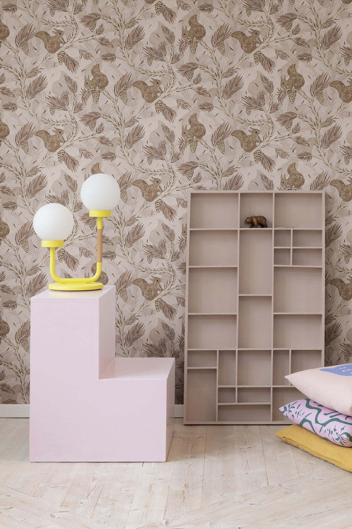 R17981 Squirrel Mountain Pink Dreamland Wallpaper by Rebel Walls