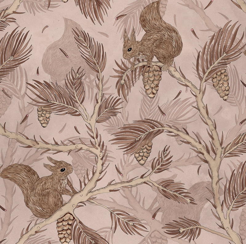 R17981 Squirrel Mountain Pink Dreamland Wallpaper by Rebel Walls
