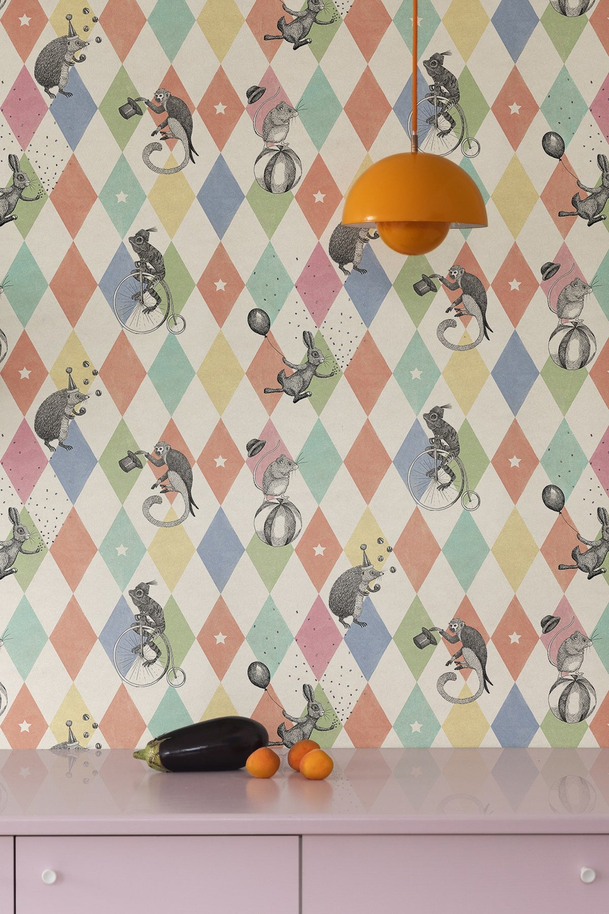 R18041 Circus Corner Rainbow Dreamland Wallpaper by Rebel Walls