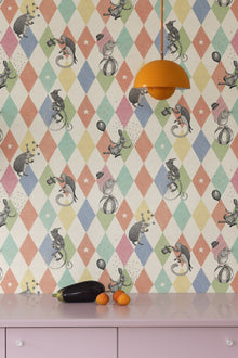 R18041 Circus Corner Rainbow Dreamland Wallpaper by Rebel Walls
