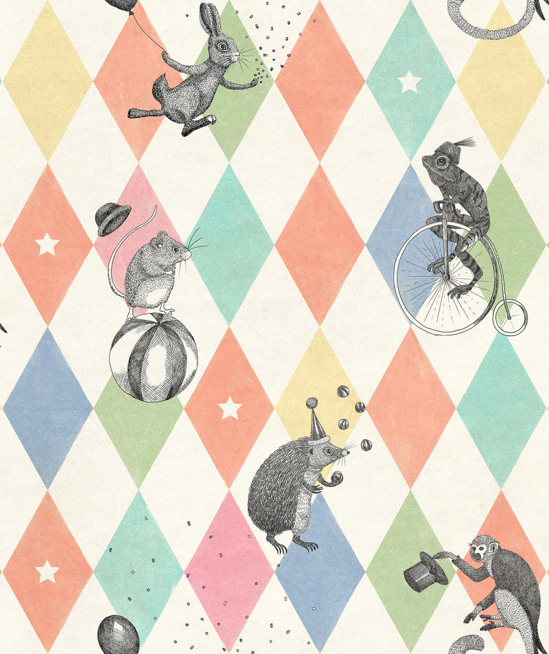 R18041 Circus Corner Rainbow Dreamland Wallpaper by Rebel Walls