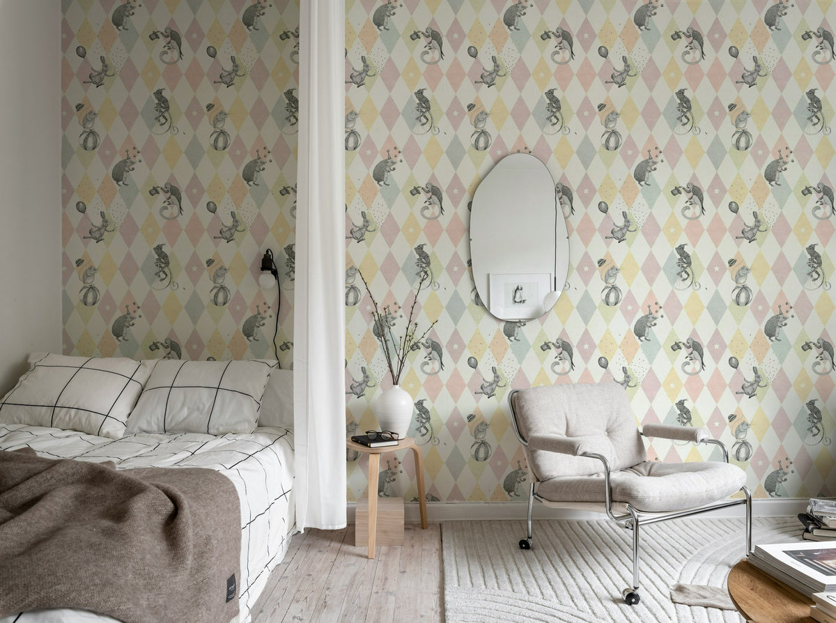 R18042 Circus Corner Pastel Dreamland Wallpaper by Rebel Walls