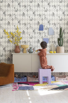 R18043 Circus Corner Graphite Dreamland Wallpaper by Rebel Walls