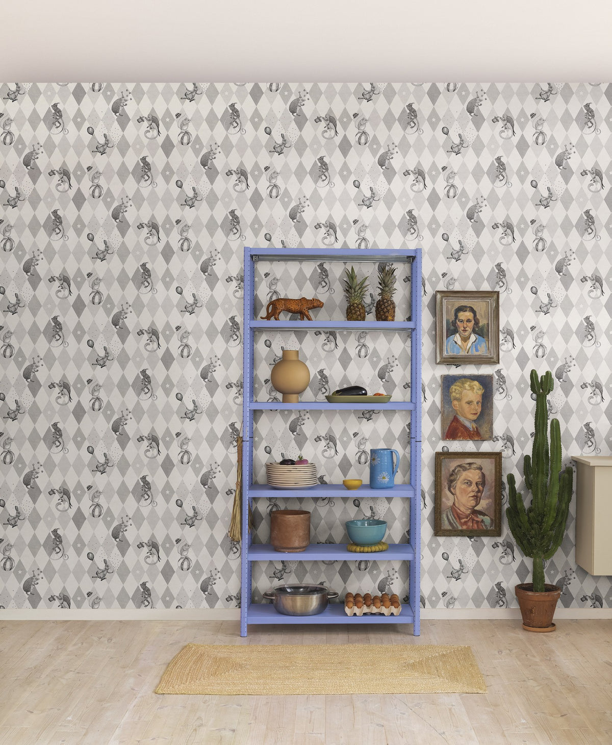 R18043 Circus Corner Graphite Dreamland Wallpaper by Rebel Walls