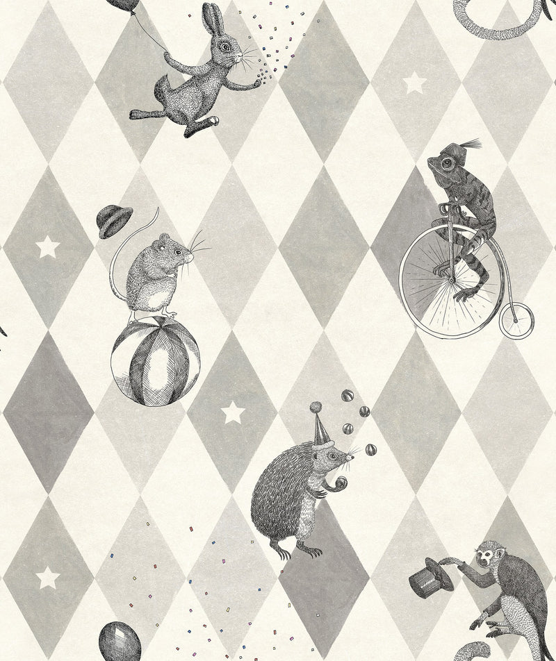 R18043 Circus Corner Graphite Dreamland Wallpaper by Rebel Walls