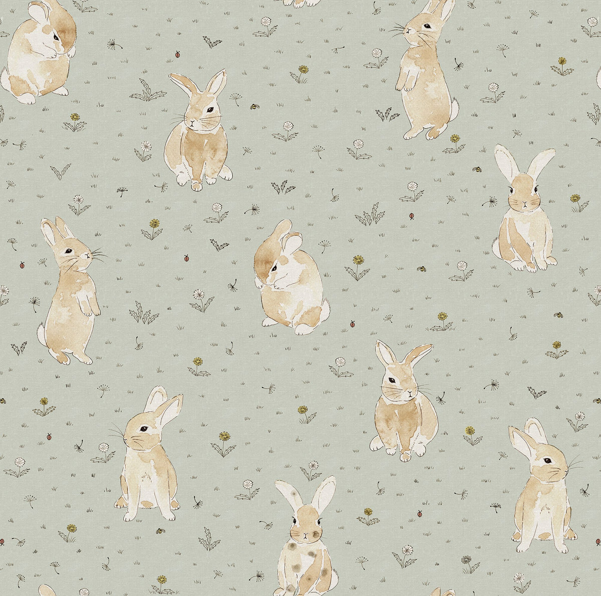 R18082 Bunny Field Mint Dreamland Wallpaper by Rebel Walls