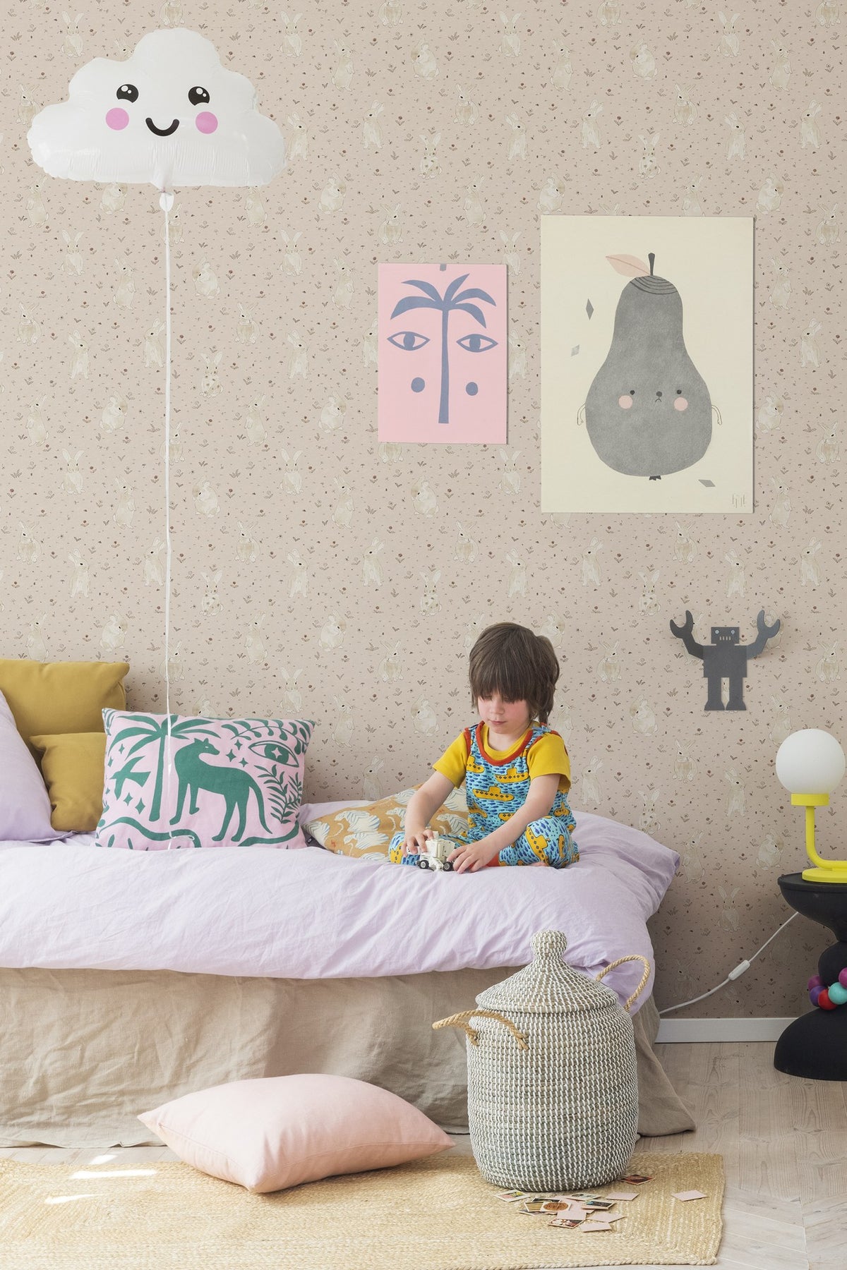 R18083 Bunny Field Pink Dreamland Wallpaper by Rebel Walls