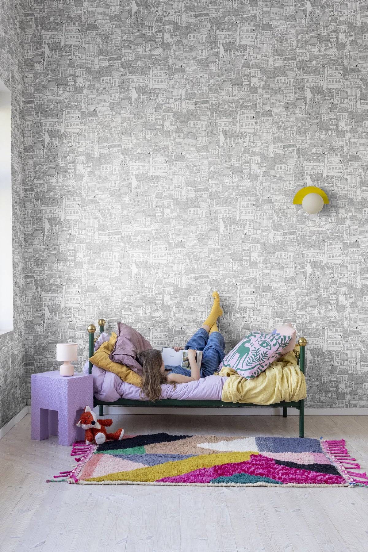 R18091 Dream Town Graphite Dreamland Wallpaper by Rebel Walls