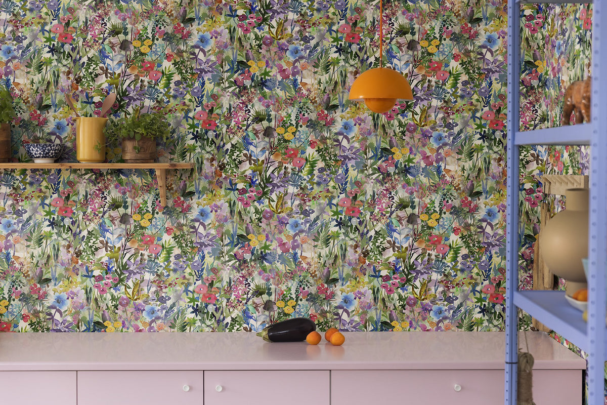 R18121 Poppy Meadow Rainbow Dreamland Wallpaper by Rebel Walls