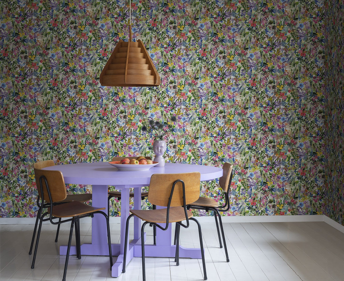 R18121 Poppy Meadow Rainbow Dreamland Wallpaper by Rebel Walls