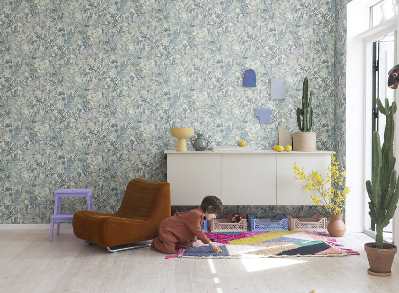 R18123 Poppy Meadow Sky Dreamland Wallpaper by Rebel Walls
