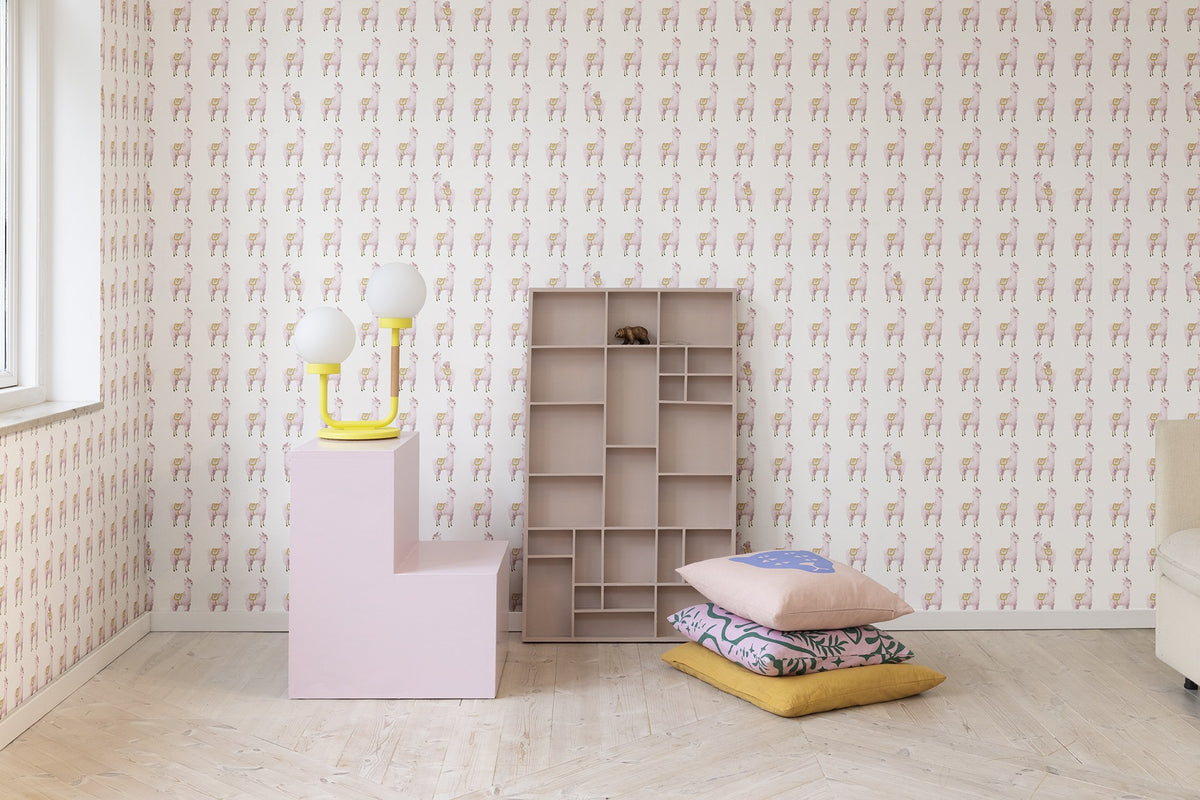 R18131 Alpaca Rebel Pink Dreamland Wallpaper by Rebel Walls