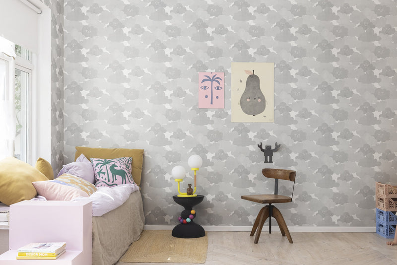 R18143 Happy Clouds Graphite Dreamland Wallpaper by Rebel Walls