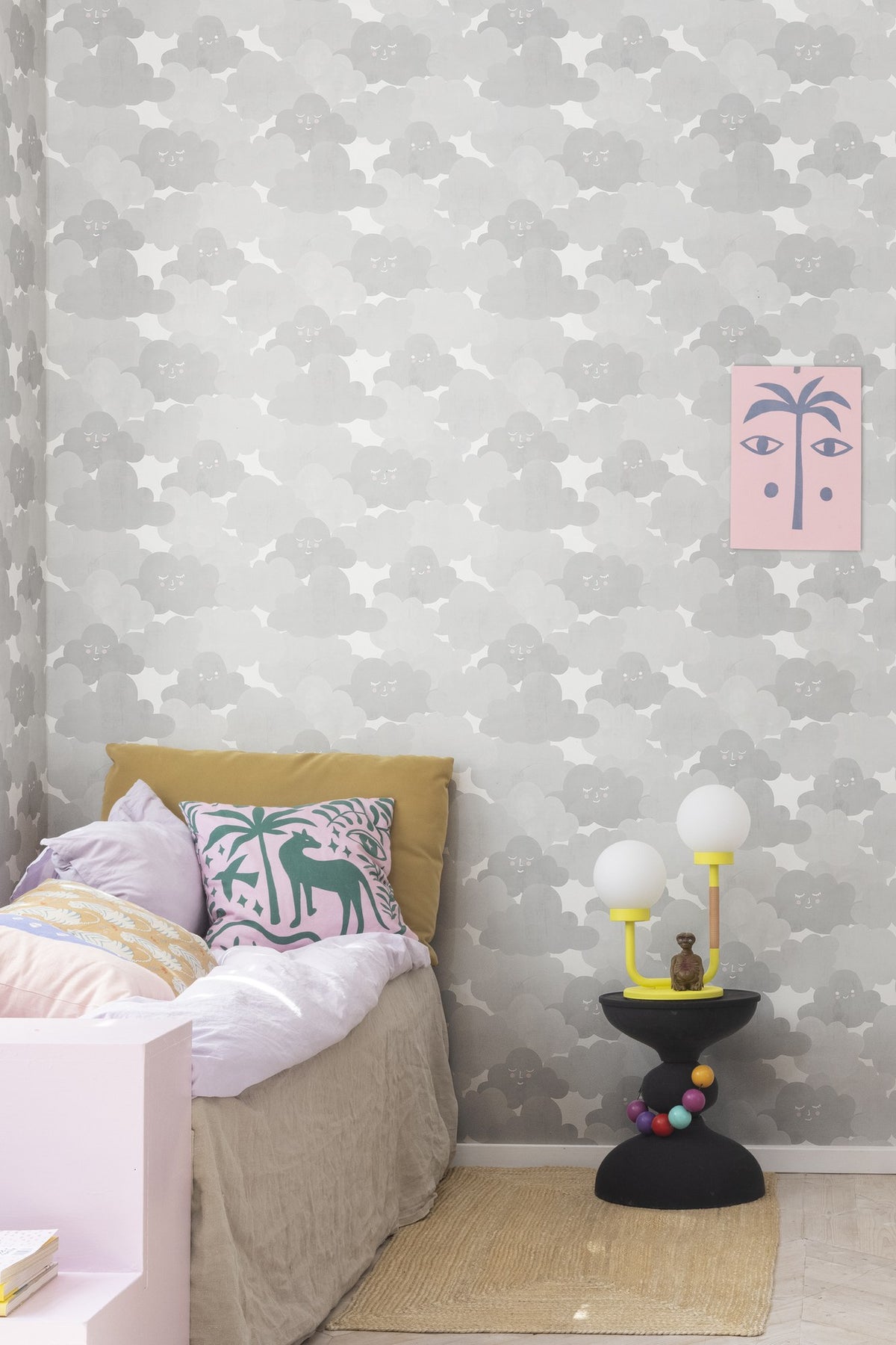 R18143 Happy Clouds Graphite Dreamland Wallpaper by Rebel Walls
