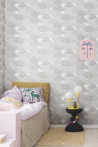 R18143 Happy Clouds Graphite Dreamland Wallpaper by Rebel Walls