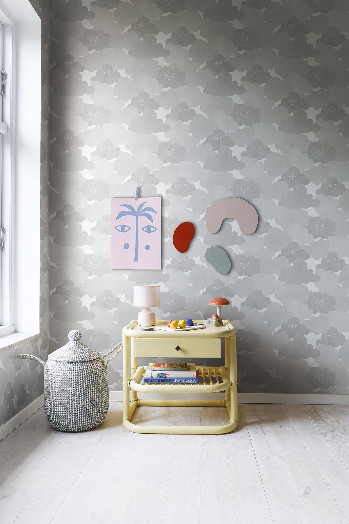 R18143 Happy Clouds Graphite Dreamland Wallpaper by Rebel Walls