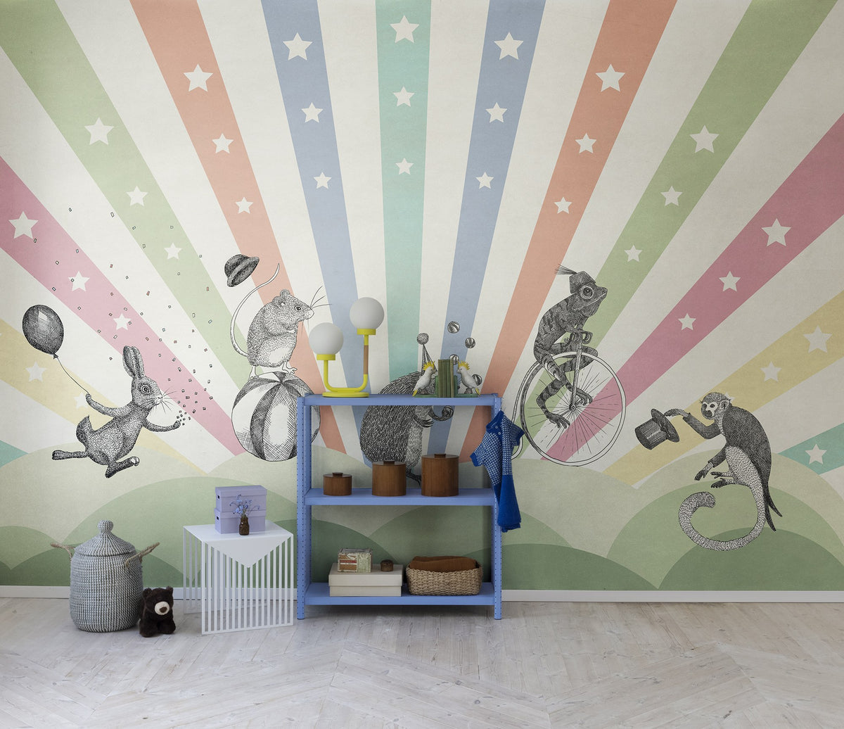 R18172 Circus Rainbow Dreamland Mural by Rebel Walls